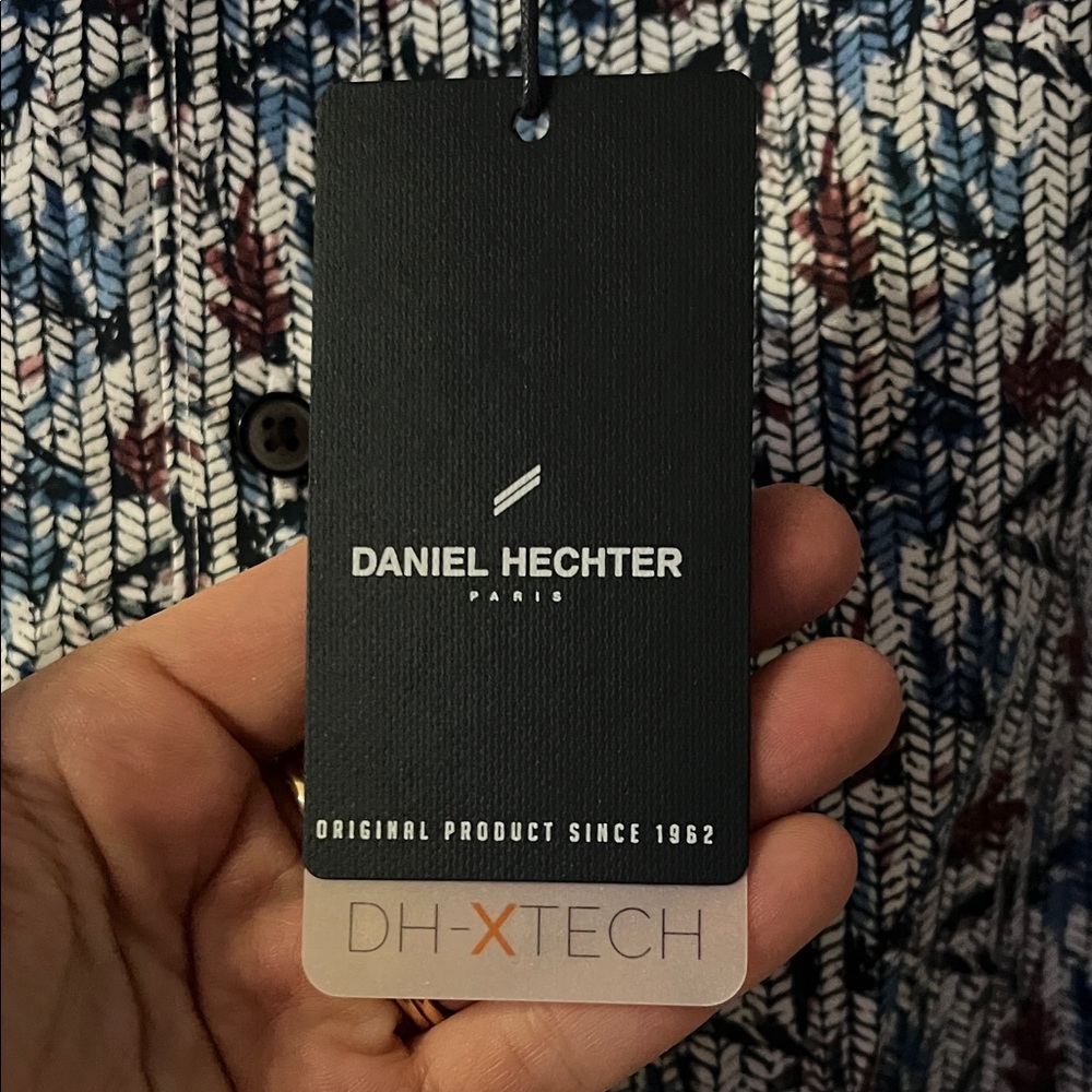 Daniel Hechter Men's Blue and Black Patterned Shirt - Picture 4 of 5